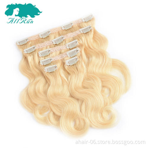 cheap real human natural blonde body wave curly hair extension on sale